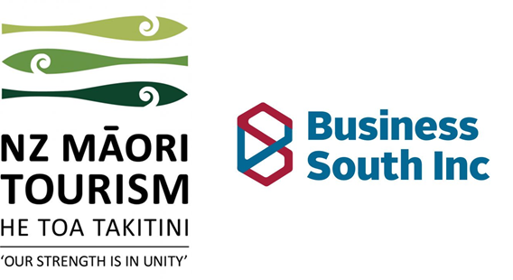 Company logos for New Zealand Māori Tourism and Business South