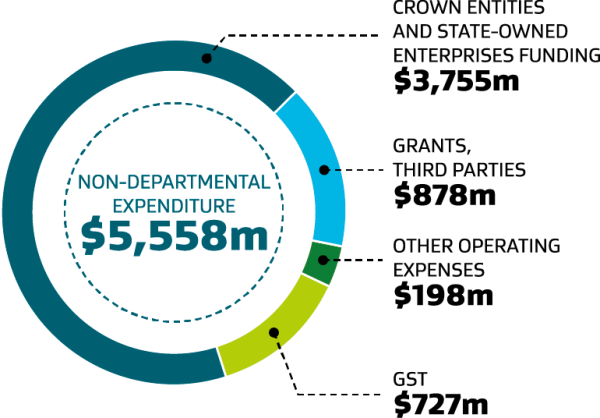 Pie chart displaying the non-departmental expenditure we administer on behalf of the Crown.