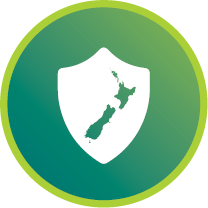 Decorative image: shield and New Zealand