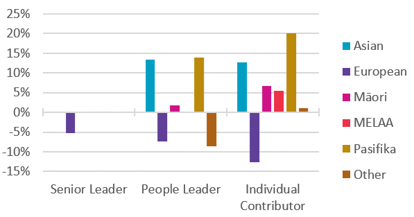 Ethnic pay gap by seniority graph