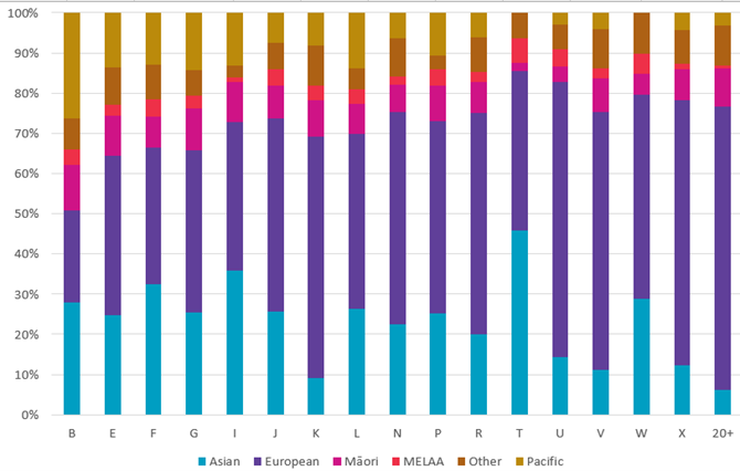 Ethnic representation by band band graph