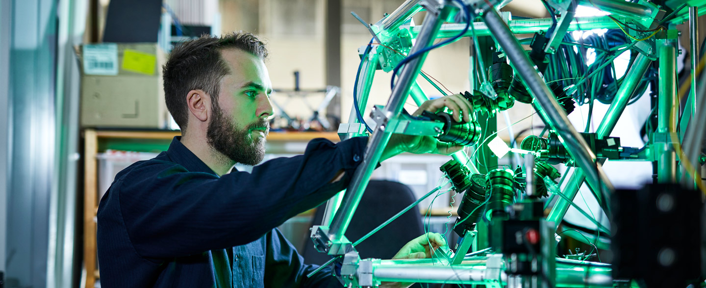 Man working on technology