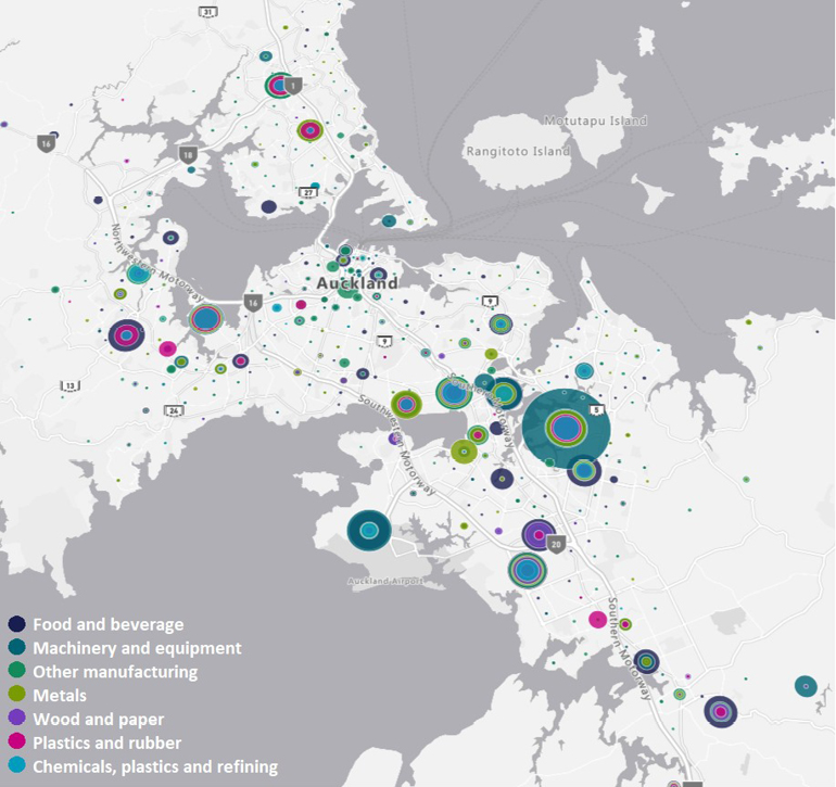 Map of Auckland advanced manufacturing