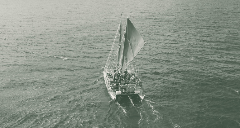 Waka hourua sailing on the sea