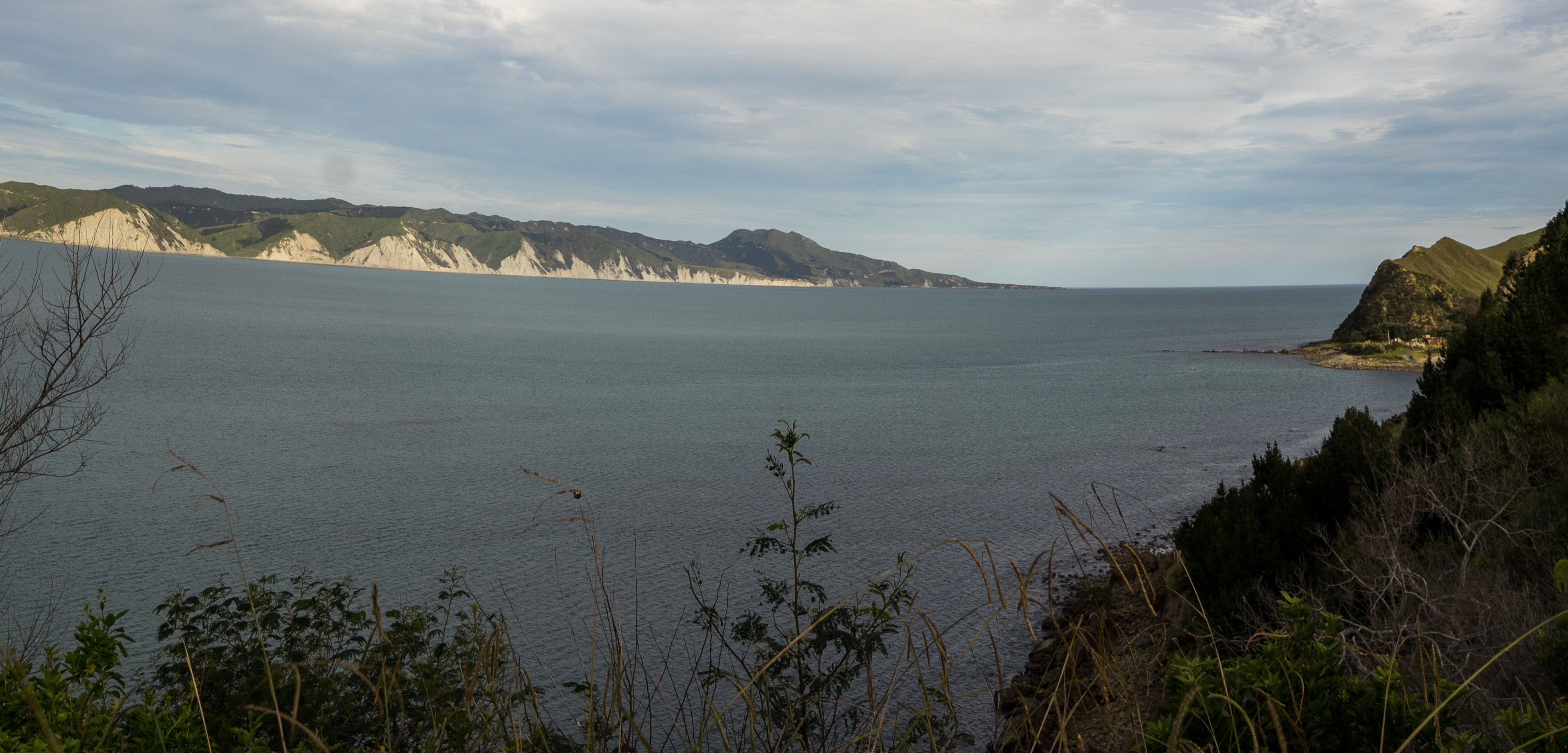 View of Mahia from a cliff across the sea