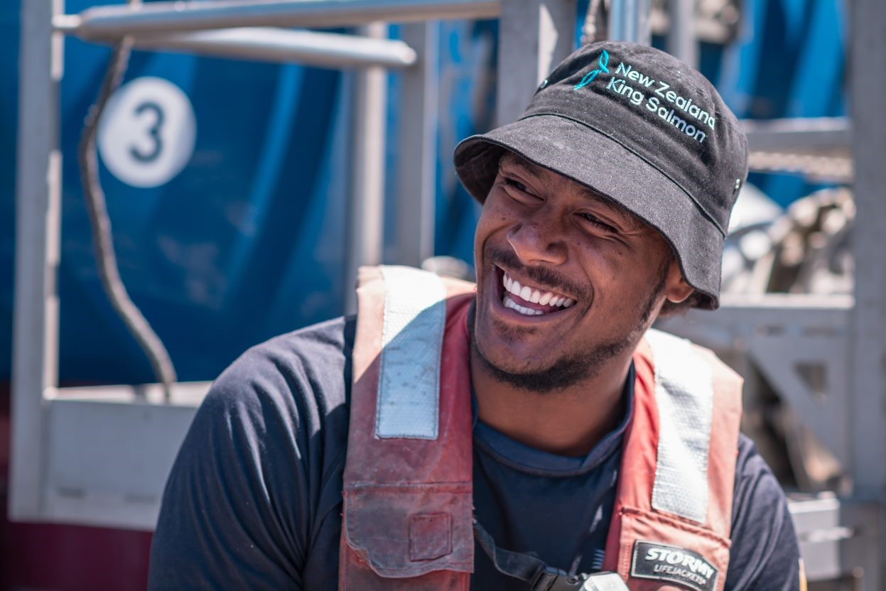 New Zealand King Salmon worker
