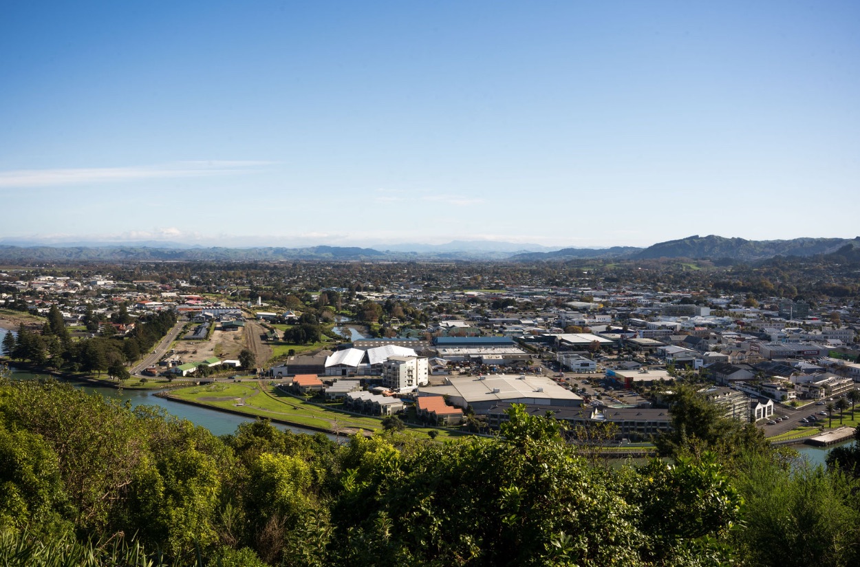 Panoramic view of Gisborne city and suburbs