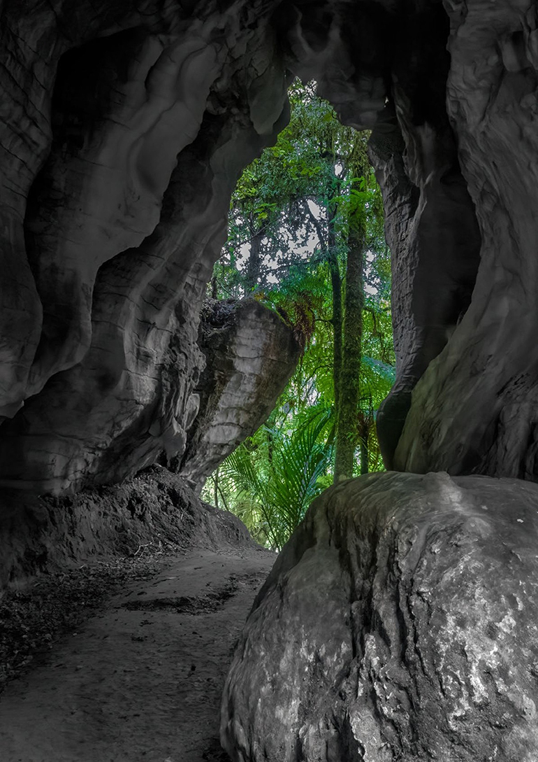 Waitomo streamway cave system that includes the Ruakuri Cave, Lucky Strike, and Tumutumu Cave. North Island, New Zealand