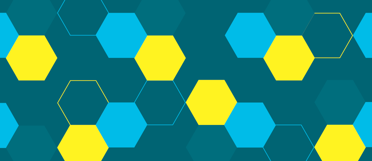 Blue and gold hexagonal pattern