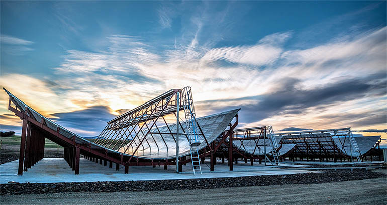 A view of the LeoLabs Kiwi Space Radar, Naseby, Central Otago.