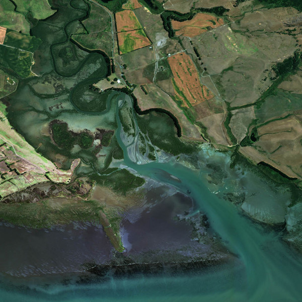 Aerial view of Tapora wetlands