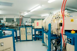 Accelerator mass spectrometer in a laboratory at GNS