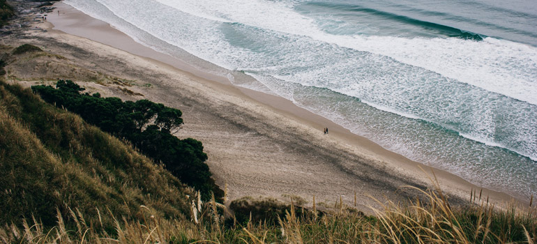 birds eye view of the sand and the beach