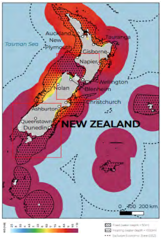 offshore wind could be feasible in a number of locations in Aotearoa New Zealand