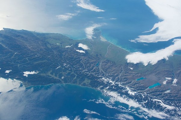 Aerial photo of Aotearoa New Zealand taken from the ISS