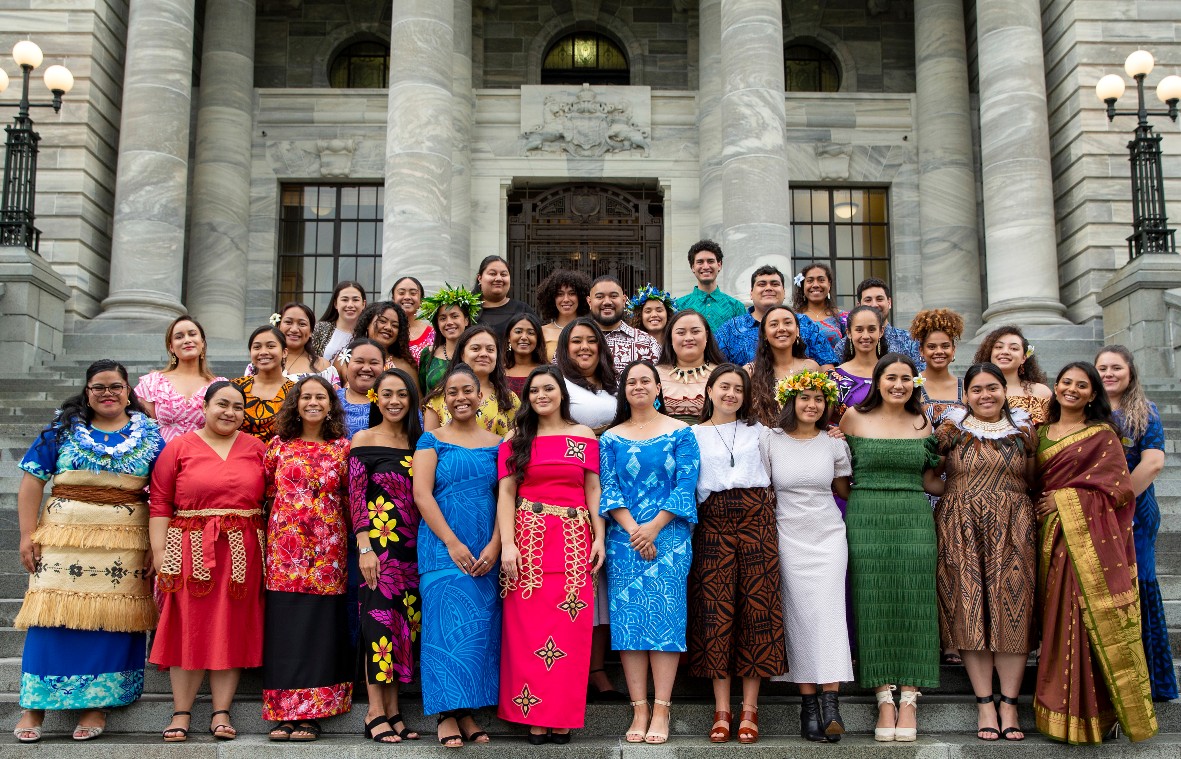 Tupu Tai internship 2020 cohort outside Parliament grounds