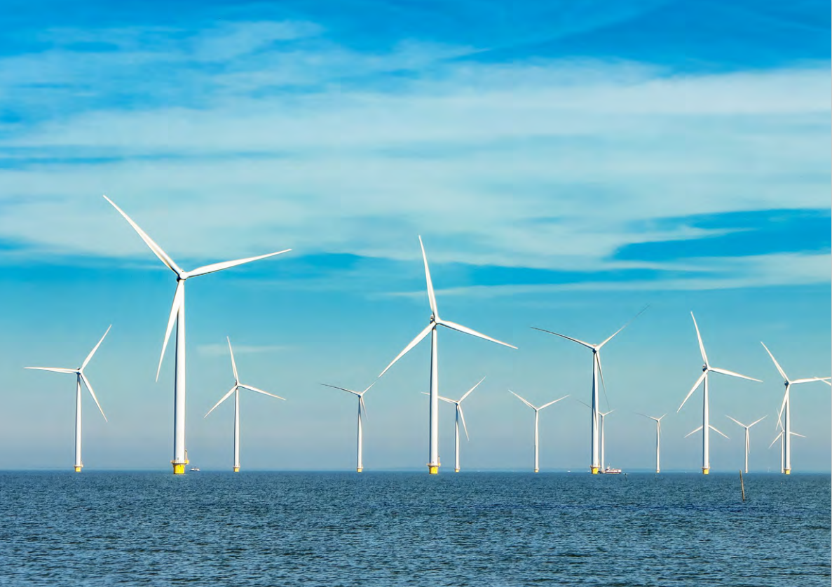 Wind farm in the ocean.